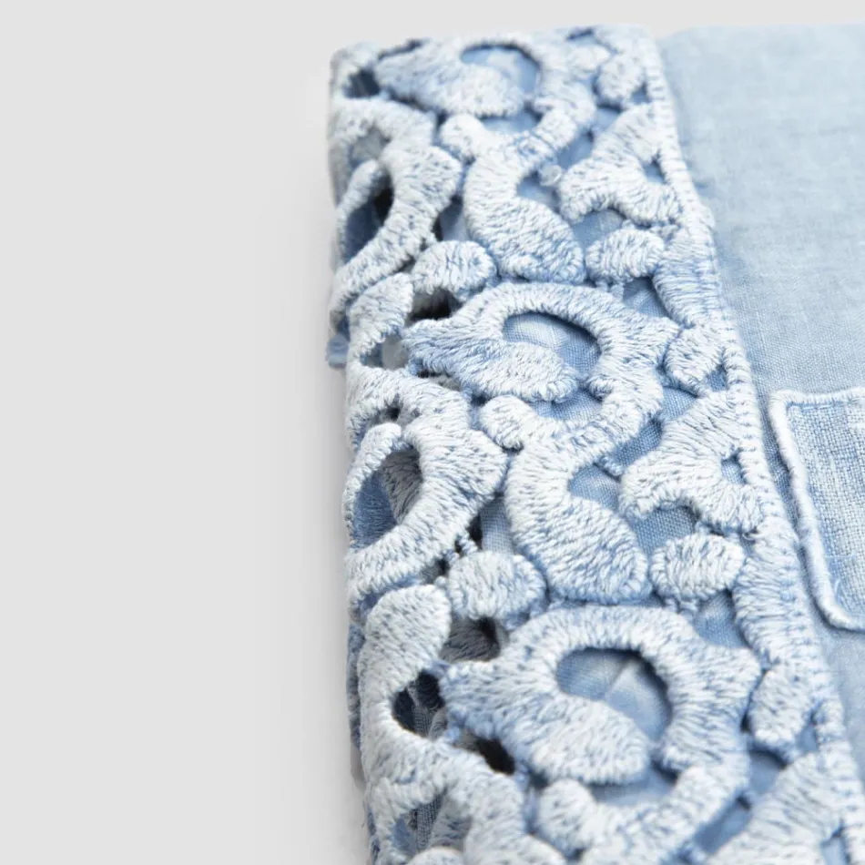 Sábana de Matrimonio de Lino con Encaje Poema, 3 Acabados - Dulcis Viadurini