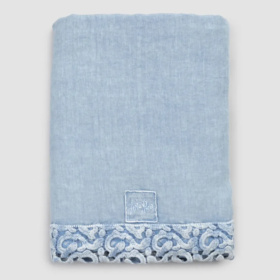 Sábana de Matrimonio de Lino con Encaje Poema, 3 Acabados - Dulcis Viadurini