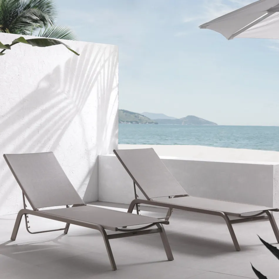 Tumbonas de jardín en aluminio pintado y textileno, 2 piezas - Bunny Viadurini