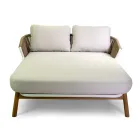 Tumbona de exterior con estructura de teca, cuerdas y cojines - Tienda de campaña Viadurini