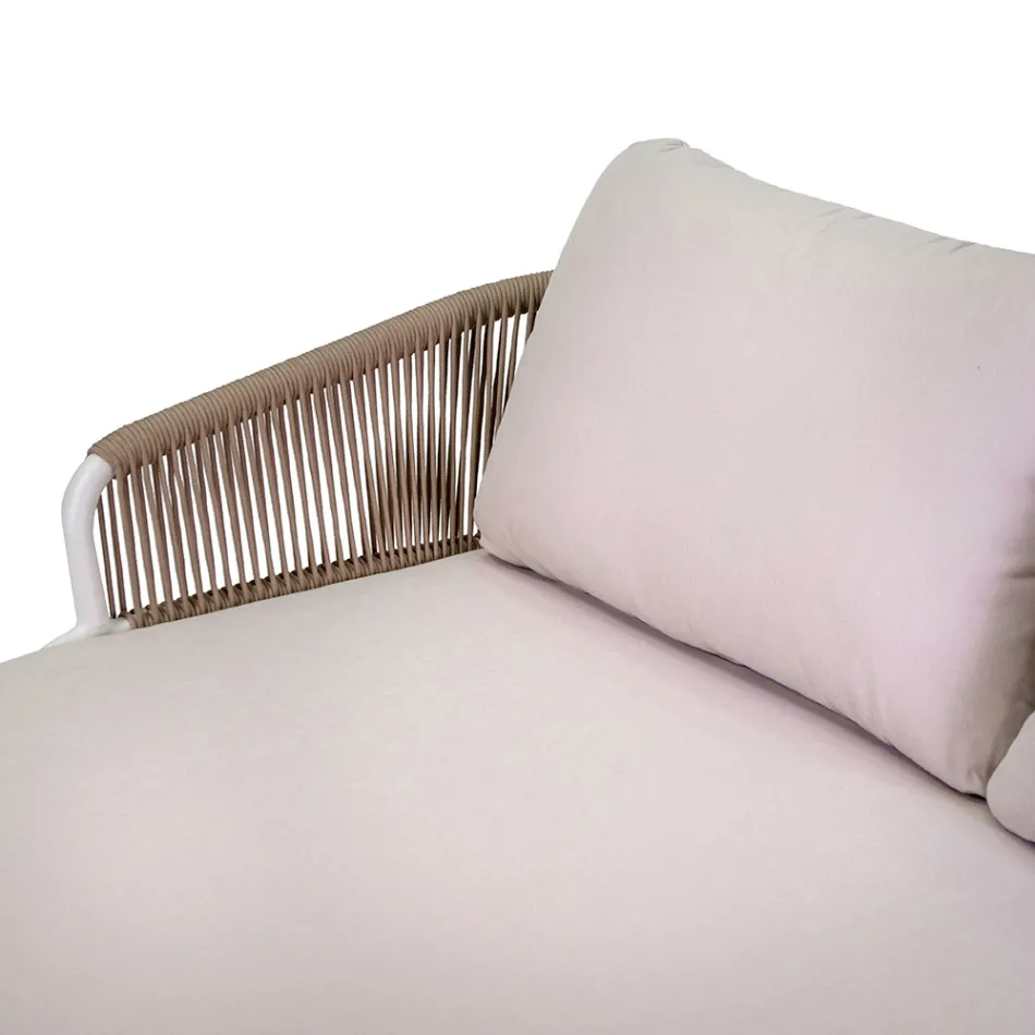 Tumbona de exterior con estructura de teca, cuerdas y cojines - Tienda de campaña Viadurini