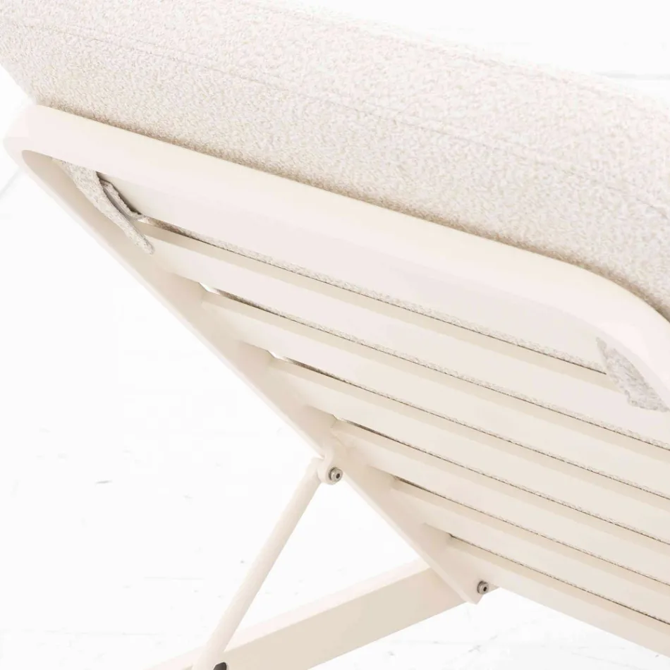 Tumbona de exterior de aluminio y tela con ruedas - Solaria Viadurini