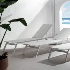 Tumbona de exterior en aluminio y textileno con ruedas retráctiles, 2 piezas - Burro Viadurini
