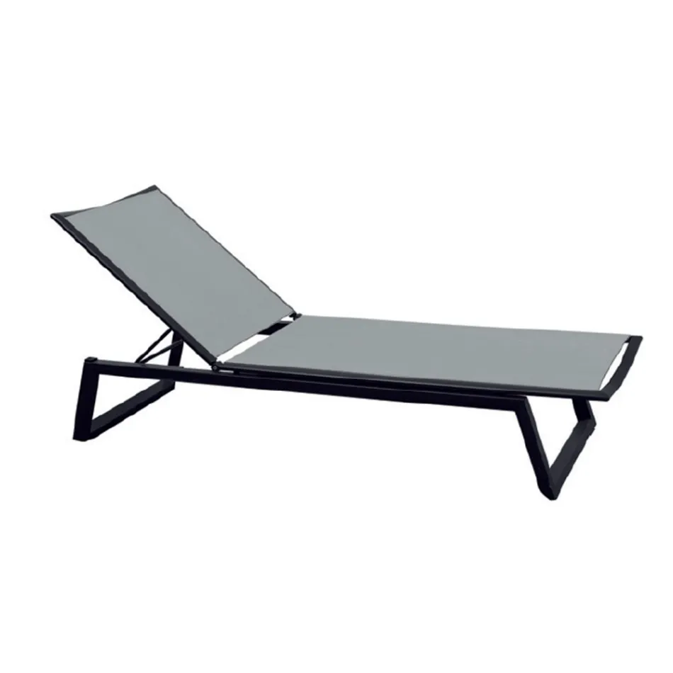 Tumbona de exterior en aluminio y textileno con ruedas retráctiles, 2 piezas - Burro Viadurini