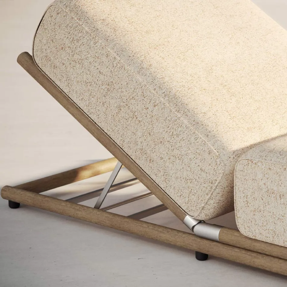 Tumbona de exterior en tela y estructura de madera Made in Italy - Armelia Viadurini