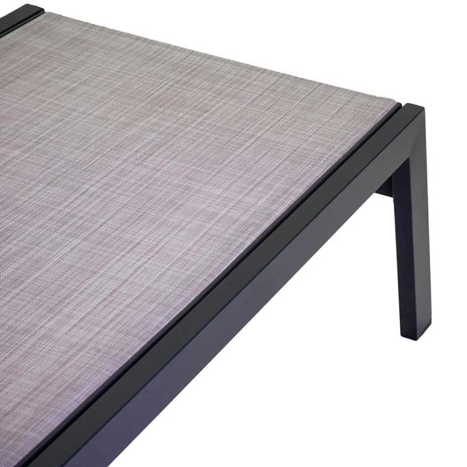 Tumbona de Exterior de Aluminio y Textilene con 2 Ruedas - Traje Viadurini