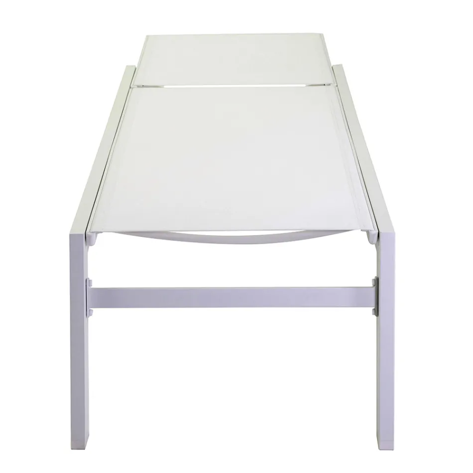 Tumbona de Exterior de Aluminio y Textilene con 2 Ruedas - Traje Viadurini