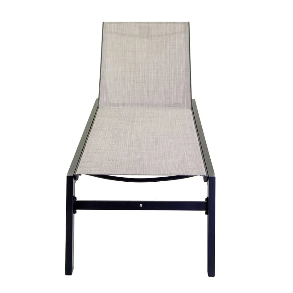 Tumbona de Exterior de Aluminio y Textilene con 2 Ruedas - Traje Viadurini