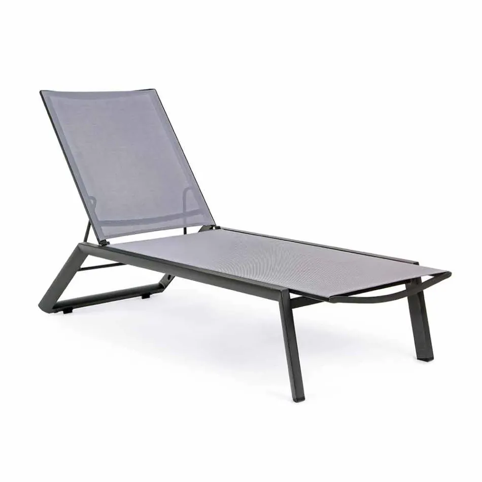 Tumbona reclinable para exteriores con ruedas de aluminio y textil - Joya Viadurini