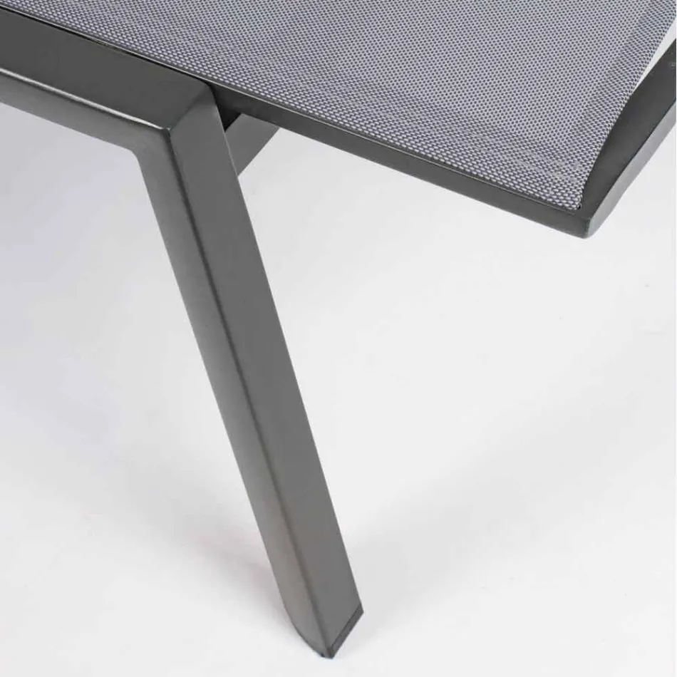 Tumbona reclinable para exteriores con ruedas de aluminio y textil - Joya Viadurini