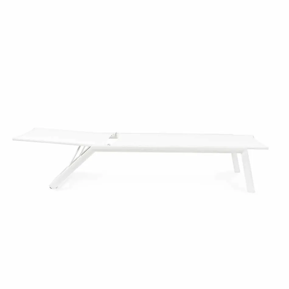 Tumbona reclinable para exteriores con ruedas de aluminio y textil - Joya Viadurini