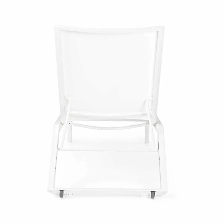 Tumbona reclinable para exteriores con ruedas de aluminio y textil - Joya Viadurini