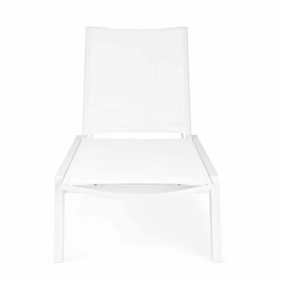 Tumbona reclinable para exteriores con ruedas de aluminio y textil - Joya Viadurini