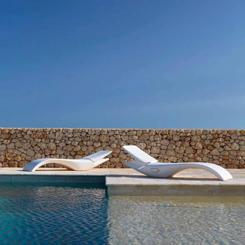 Tumbona de jardín Chaise Longue de diseño en plástico blanco - Zoe by Mayyour Viadurini