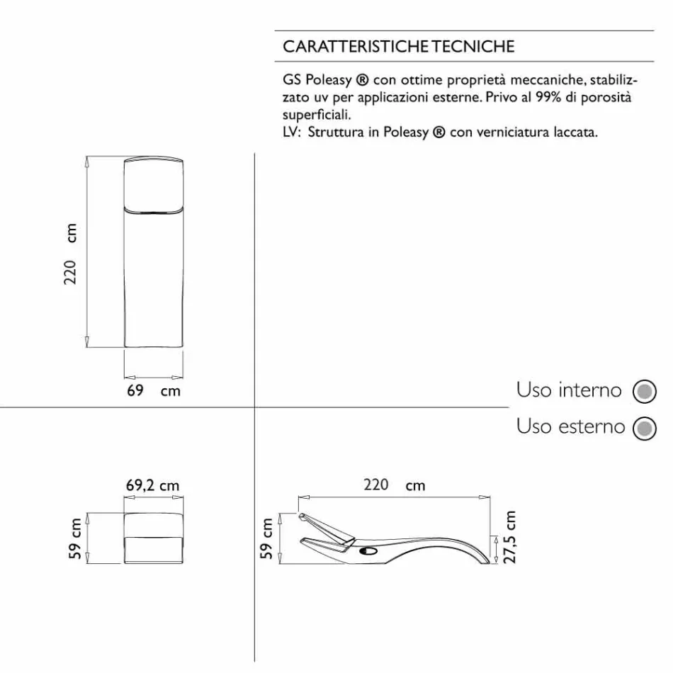 Tumbona de jardín Chaise Longue de diseño en plástico blanco - Zoe by Mayyour Viadurini