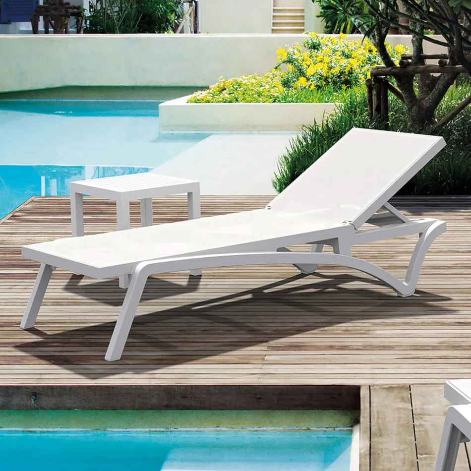 Tumbona de Jardín Apilable de Polipropileno y Textileno Coloreado - Artelia Viadurini