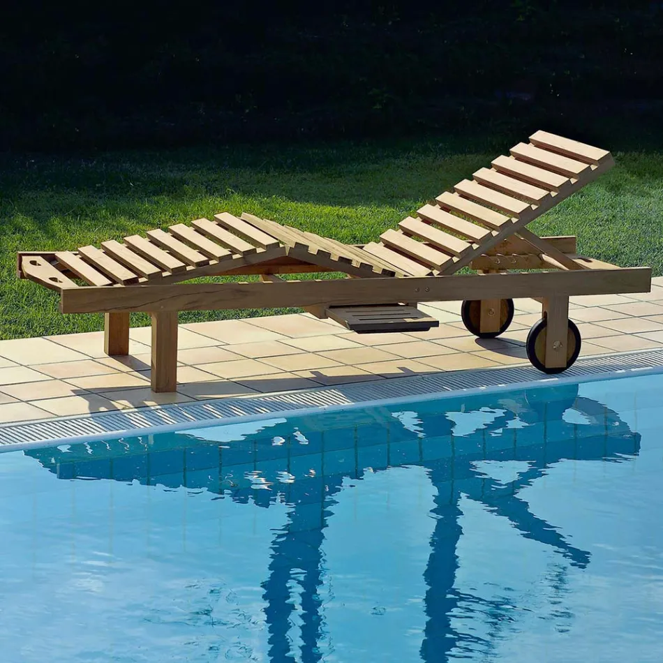 Tumbona de jardín en madera de teca natural - Yggdrasil Viadurini