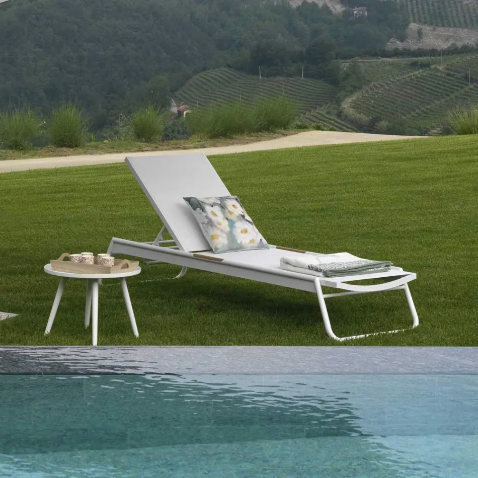 Cuna de aluminio y textileno con inserto de polywood - Tinta Viadurini