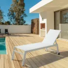 Tumbona de Jardín Moderna en Aluminio con Ruedas para Exterior - Franz Viadurini