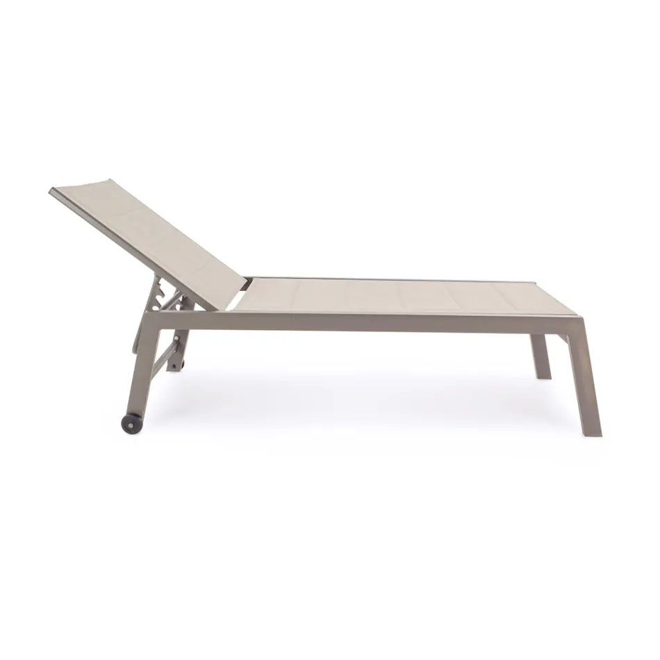 Tumbona de Jardín Moderna en Aluminio con Ruedas para Exterior - Franz Viadurini