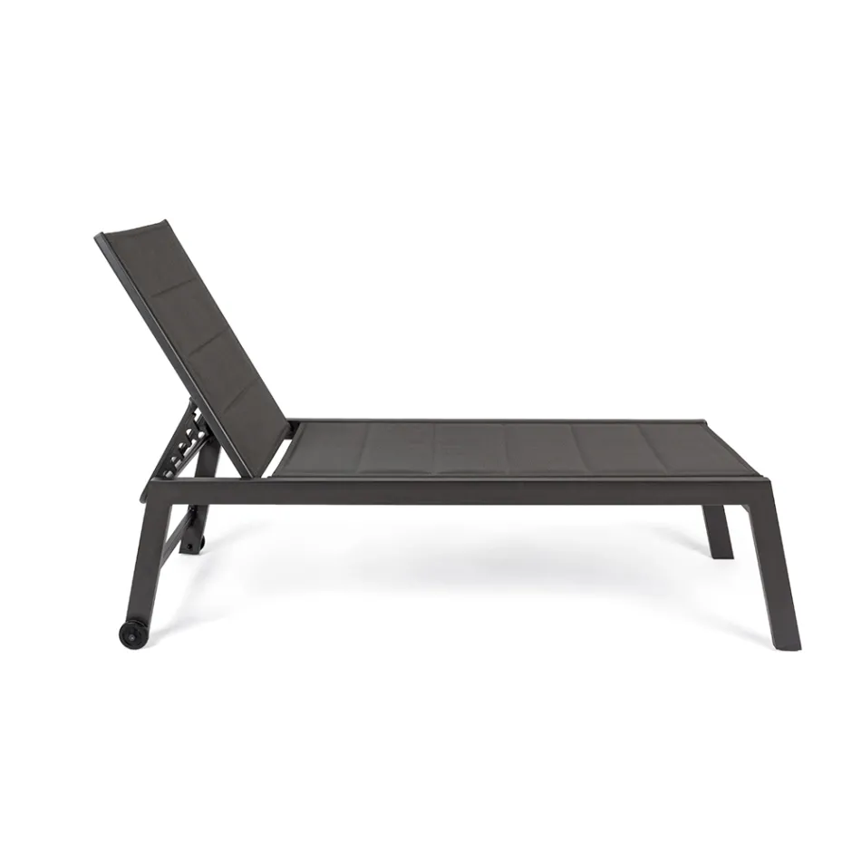 Tumbona de Jardín Moderna en Aluminio con Ruedas para Exterior - Franz Viadurini