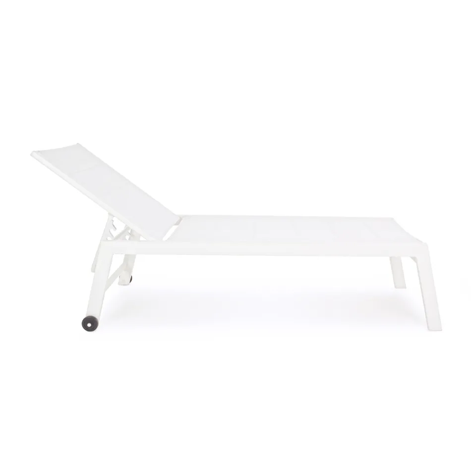Tumbona de Jardín Moderna en Aluminio con Ruedas para Exterior - Franz Viadurini