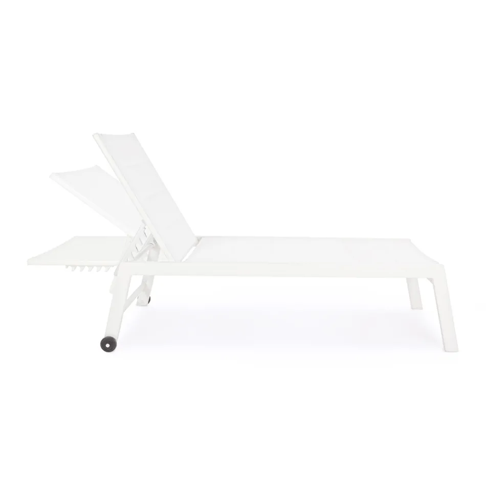 Tumbona de Jardín Moderna en Aluminio con Ruedas para Exterior - Franz Viadurini