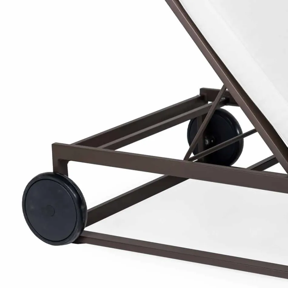 Tumbona de jardín en aluminio, ruedas y respaldo reclinable - Julie Viadurini