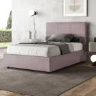 Cama de 120x200 cm con cabecero rectangular de microfibra, fabricada en Italia - Brina Viadurini