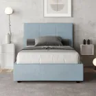Cama de 120x200 cm con cabecero rectangular de microfibra, fabricada en Italia - Brina Viadurini