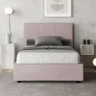 Cama de 120x200 cm con cabecero rectangular de microfibra, fabricada en Italia - Brina Viadurini