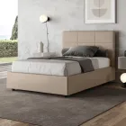 Cama de 120x200 cm con cabecero rectangular de polipiel, fabricada en Italia - Brina Viadurini