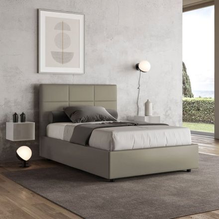 Cama de 120x200 cm con cabecero rectangular de polipiel, fabricada en Italia - Brina Viadurini
