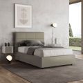 Cama de 120x200 cm con cabecero rectangular de polipiel, fabricada en Italia - Brina