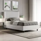 Cama de 120x200 cm con cabecero decorado con líneas verticales. Fabricada en Italia - Pattini Viadurini