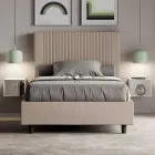 Cama de 120x200 cm con cabecero decorado con líneas verticales. Fabricada en Italia - Pattini Viadurini