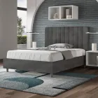 Cama de microfibra de 120x200 cm con líneas verticales simétricas, fabricada en Italia - Guante Viadurini