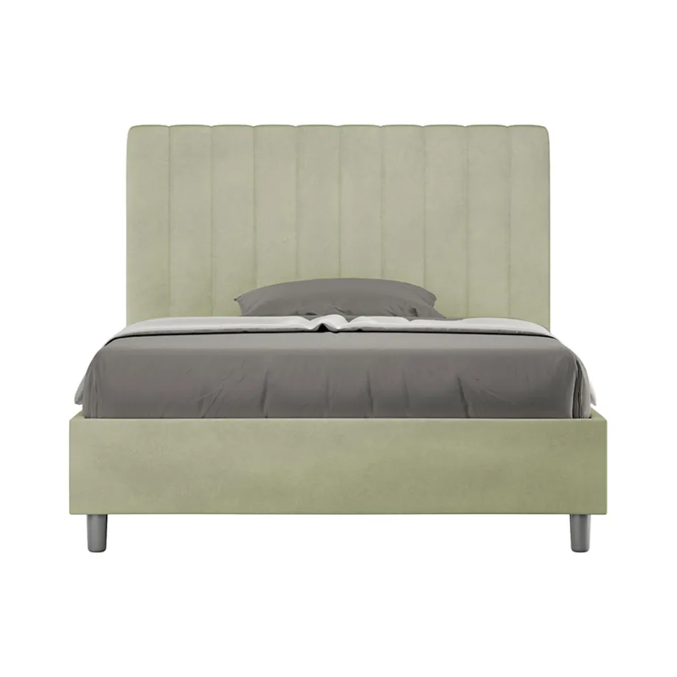 Cama de microfibra de 120x200 cm con líneas verticales simétricas, fabricada en Italia - Guante Viadurini