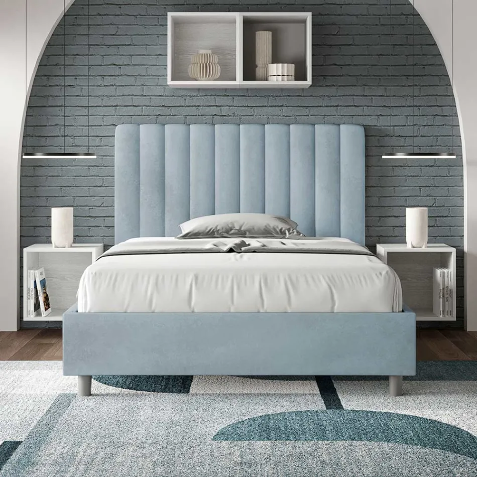 Cama de microfibra de 120x200 cm con líneas verticales simétricas, fabricada en Italia - Guante Viadurini