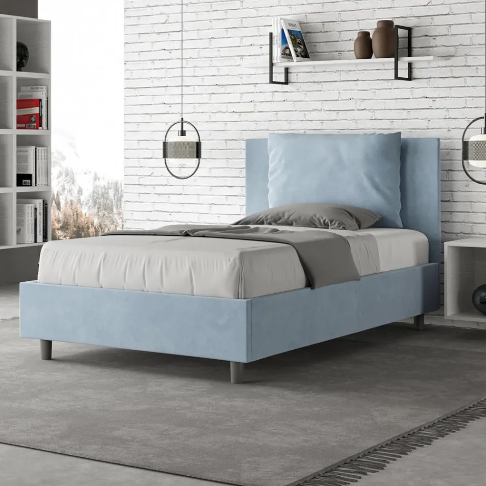 Cabecero de cama de 120x200 cm con cojines de microfibra, fabricado en Italia - Olympics Viadurini