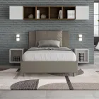Cama de 120x200 cm con cabecero y cojines de piel sintética. Fabricada en Italia - Olimpiadi Viadurini