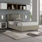Cama de 120x200 cm con cabecero y cojines de piel sintética. Fabricada en Italia - Olimpiadi Viadurini