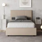 Cama de 140x200 cm con cabecero rectangular en piel sintética fabricada en Italia - Brina Viadurini