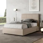 Cama de 140x200 cm con cabecero rectangular en piel sintética fabricada en Italia - Brina Viadurini