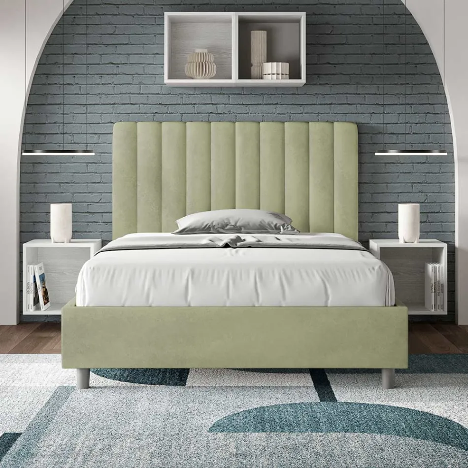 Cama de microfibra de 140 x 200 cm con líneas verticales simétricas. Fabricada en Italia - Glove. Viadurini