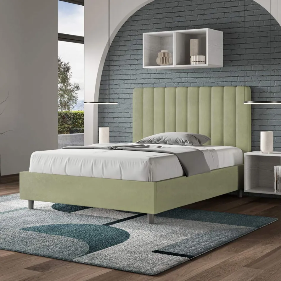 Cama de microfibra de 140 x 200 cm con líneas verticales simétricas. Fabricada en Italia - Glove. Viadurini