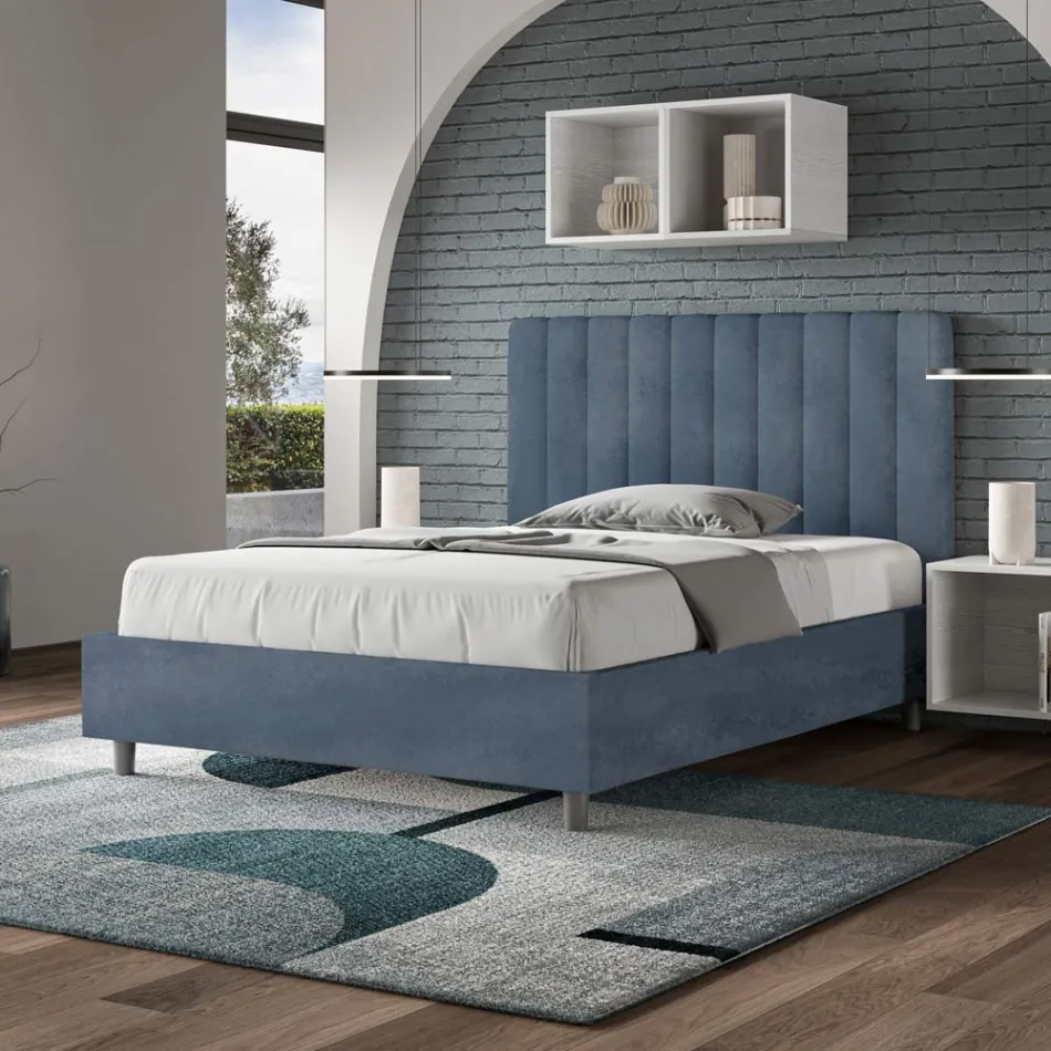 Cama de microfibra de 140 x 200 cm con líneas verticales simétricas. Fabricada en Italia - Glove. Viadurini