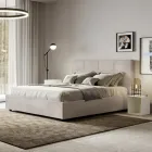 Cama de 160x200 cm con cabecero rectangular de microfibra fabricada en Italia - Brina Viadurini