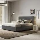 Cama de 160x200 cm con cabecero rectangular de microfibra fabricada en Italia - Brina Viadurini