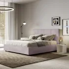Cama de 160x200 cm con cabecero rectangular de microfibra fabricada en Italia - Brina Viadurini